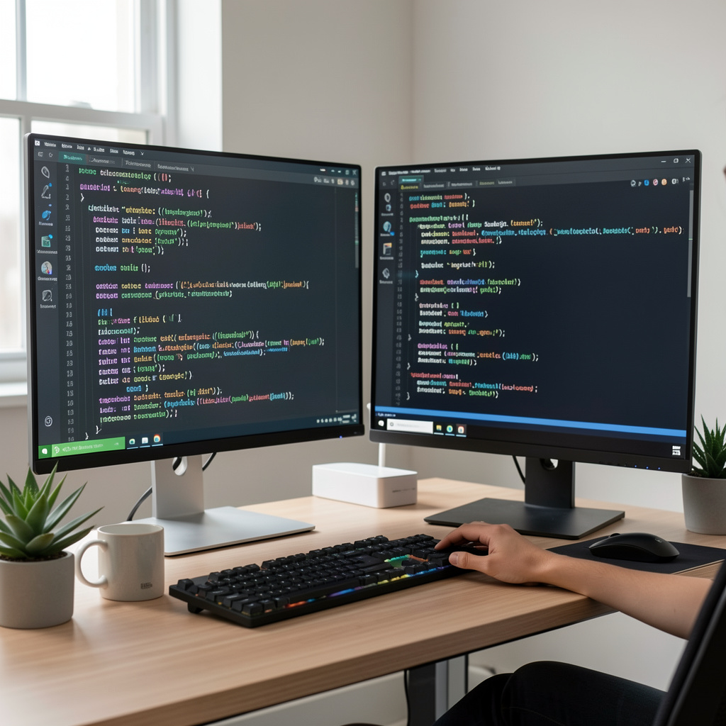 Developer writing code in modern terminal environment